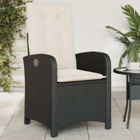 Reclining Patio Chair with Cushions Black Poly Rattan