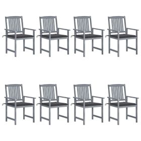 Patio Chairs with Cushions 8 pcs Solid Acacia Wood Gray