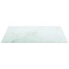 Table Top White 11.8"x11.8" 0.2" Tempered Glass with Marble Design