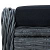 Reclining Patio Chair with Footstool Poly Rattan Dark Gray