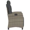 Reclining Patio Chairs 2 pcs with Footrest Gray Poly Rattan
