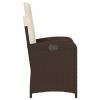 Reclining Patio Chairs 2 pcs with Cushions Brown Poly Rattan
