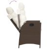 Reclining Patio Chair with Cushions Brown Poly Rattan