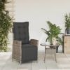 Reclining Patio Chair with Footrest Gray Poly Rattan