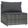 Patio Middle Sofa with Cushions Gray Poly Rattan