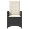 Reclining Patio Chair with Cushions Black Poly Rattan