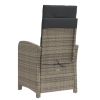Reclining Patio Chairs 2 pcs with Footrest Gray Poly Rattan