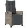 Reclining Patio Chairs 2 pcs with Footrest Gray Poly Rattan