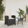 Reclining Patio Chair with Cushions Black Poly Rattan