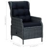 Reclining Patio Chair with Footstool Poly Rattan Dark Gray