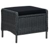 Reclining Patio Chair with Footstool Poly Rattan Dark Gray