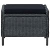 Reclining Patio Chair with Footstool Poly Rattan Dark Gray
