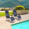 2PC Zero Gravity Patio Adjustable Folding Reclining Chair with Pillow,  Dark Blue