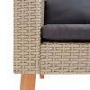 3-Seater Patio Sofa with Cushions Poly Rattan Beige