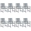 Patio Chairs with Cushions 8 pcs Solid Acacia Wood Gray
