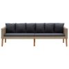 3-Seater Patio Sofa with Cushions Poly Rattan Beige