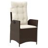 Reclining Patio Chair with Cushions Brown Poly Rattan