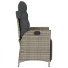 Reclining Patio Chair with Footrest Gray Poly Rattan