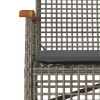 Patio Bench with Cushion Gray Poly Rattan Acacia Wood