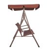 VEVOR 3-Seat Patio Swing Chair, Outdoor Patio Swing with Adjustable Canopy, Porch Swing with Armrests, Teslin Fabric and Alloy Steel Frame, for Balcon