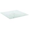 Table Top White 11.8"x11.8" 0.2" Tempered Glass with Marble Design