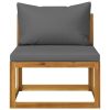 4-Seater Patio Sofa with Cushion Solid Acacia Wood