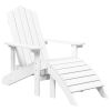 Patio Adirondack Chair with Footstool HDPE White