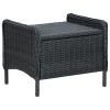 Reclining Patio Chair with Footstool Poly Rattan Dark Gray