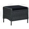 Reclining Patio Chair with Footstool Poly Rattan Dark Gray