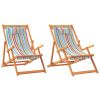 Folding Beach Chairs 2 pcs Multicolor Fabric