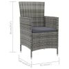 Patio Chairs with Cushions 4 pcs Poly Rattan Gray