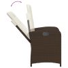 Reclining Patio Chairs 2 pcs with Cushions Brown Poly Rattan