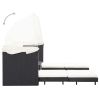 Extendable 3-Seater Sofa Bed with Roof Poly Rattan Black
