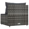 Patio Middle Sofa with Cushions Gray Poly Rattan