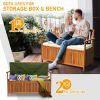 Wooden Outdoor Storage Bench Large Deck Box, Entryway Storage Bench with Inner Waterproof Dustproof Lining for Patio Garden Balcony Yard, Natural Wood