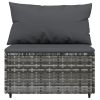 4 Piece Patio Lounge Set with Cushions Gray Poly Rattan
