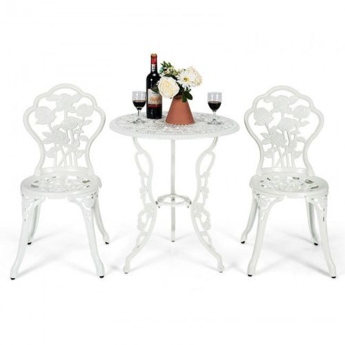Patio Balcony Stylish Cast Aluminum Bistro Bar Table  Chair 3 Pcs Set