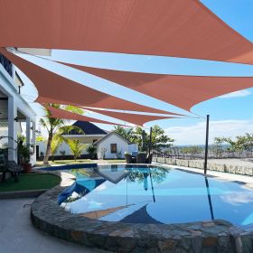 Artpuch Custom Size Rust Red Sun Shade Sail Triangle Canopy 185 GSM Durable Fabric UV Block Awning for Outdoor Patio Garden Backyard (Customized Avail (Color: Rust Red, size: 20X29X29)