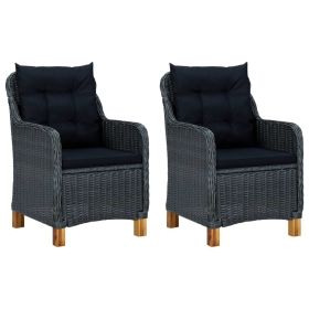 Patio Chairs with Cushions 2 pcs Poly Rattan Dark Gray (Color: Grey)