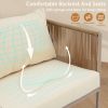 4-Piece Rope Sofa Set with Thick Cushions and Toughened Glass Table, All-Weather Patio Furniture Set For 4 Person With Loveseat