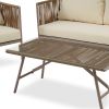 4-Piece Rope Sofa Set with Thick Cushions and Toughened Glass Table, All-Weather Patio Furniture Set For 4 Person With Loveseat