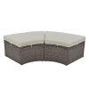 Patio 5-Piece Round Rattan Sectional Sofa Set All-Weather PE Wicker Sunbed Daybed with Round Liftable Table and Washable Cushions for Outdoor Backyard