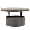 Patio 5-Piece Round Rattan Sectional Sofa Set All-Weather PE Wicker Sunbed Daybed with Round Liftable Table and Washable Cushions for Outdoor Backyard